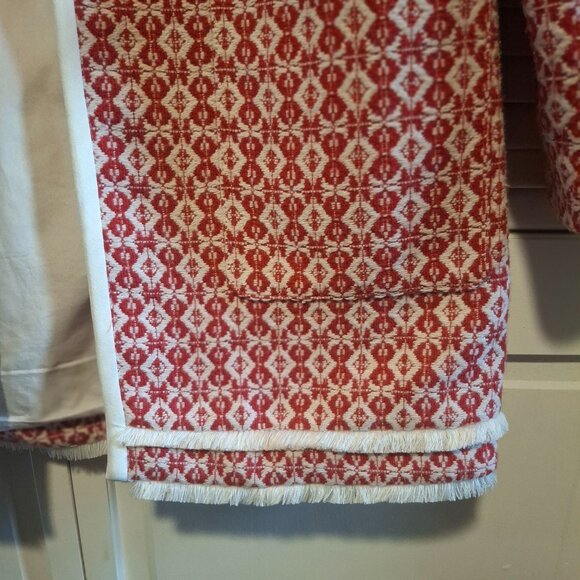 Cynthia Rowley Red & White Textured Open Front Jacket Size S Artsy Cozycore - Picture 2 of 8